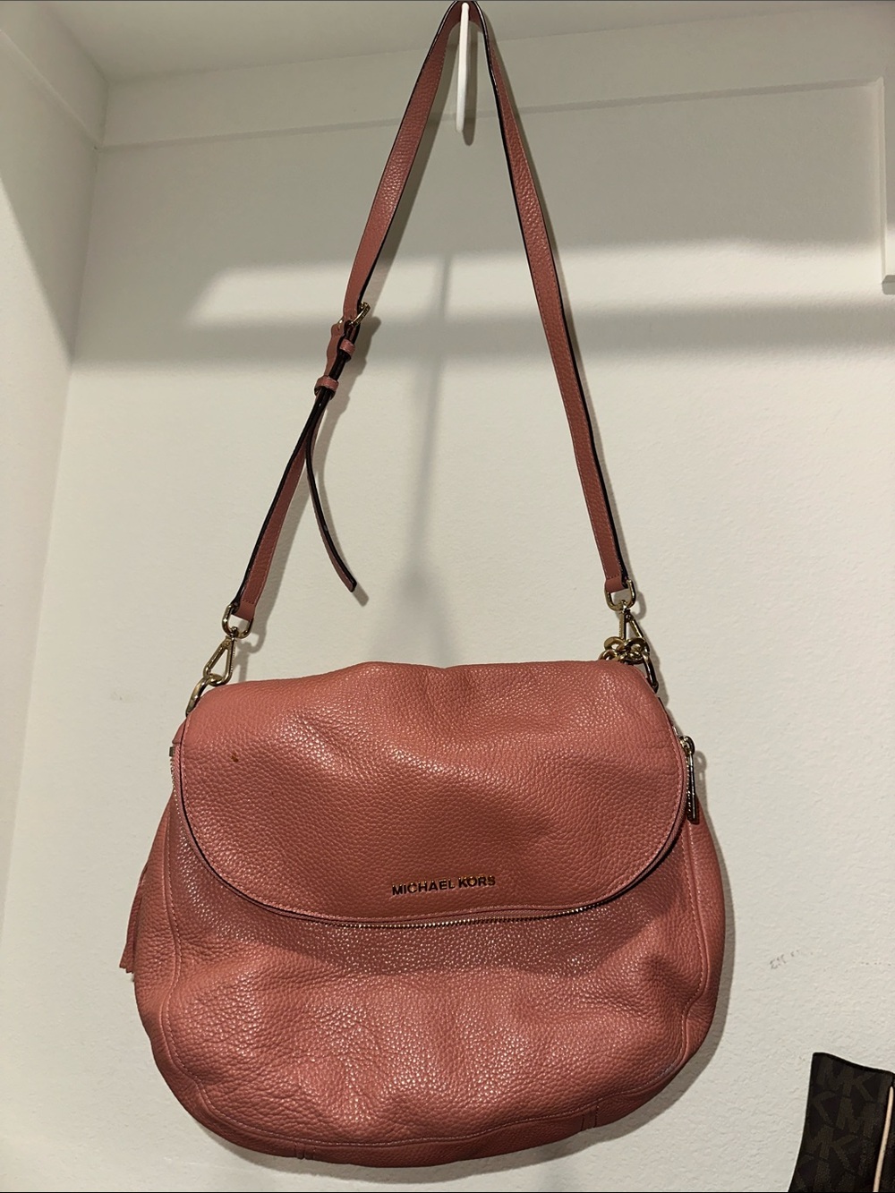 Michael Kors Leather Shoulder Bag in Dusty Rose